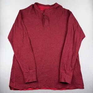 LL Bean Henley Mens XL Tall Red Wool Blend Long Sleeve Traditional Fit 166892